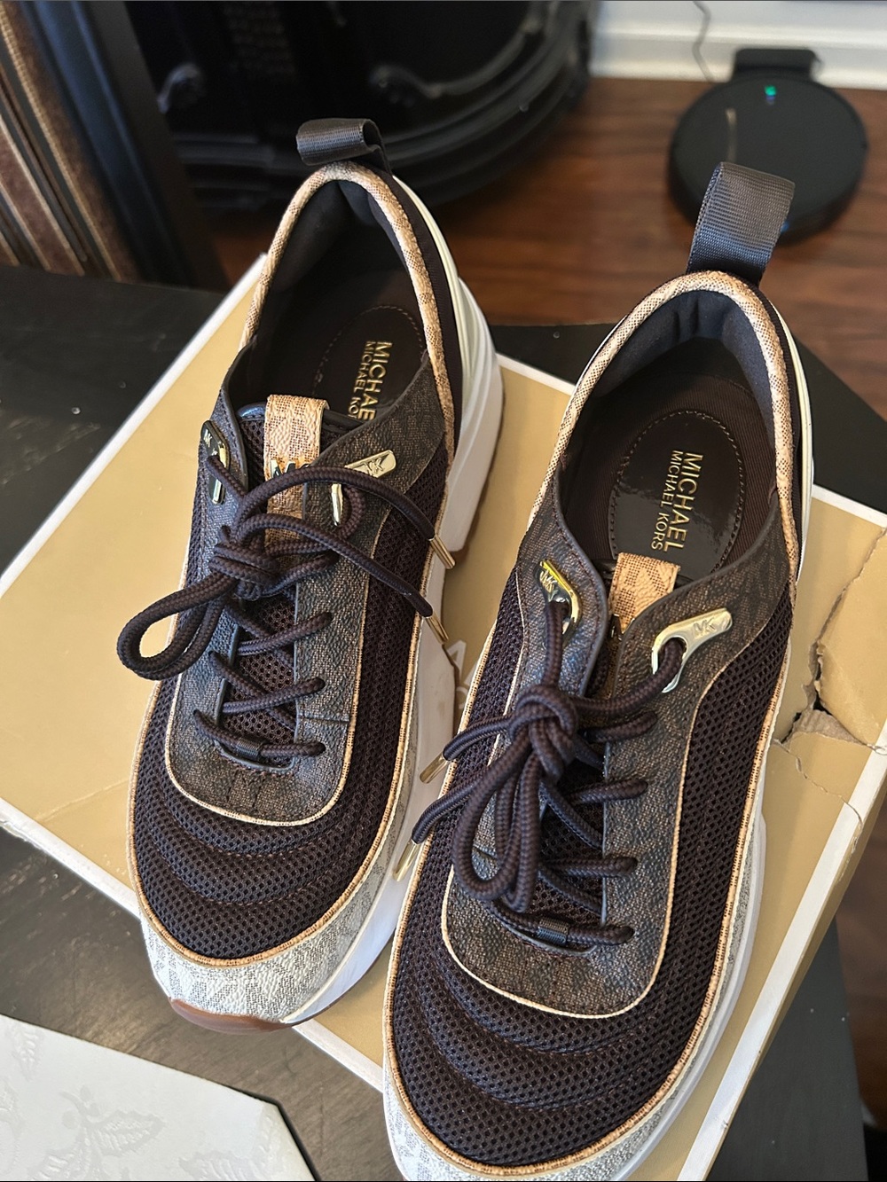 MICHAEL Michael Kors Brown and Gold Women's Athletic Sneakers